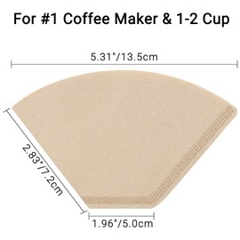 Segarty #1 Coffee Cone Filters, 100 Count Pack Size 1-2 Cup Natural Unbleached Brown Paper Disposable Pour Over Maker Basket Dripper for Most Brewer Machine for Home, Office, Cafetera