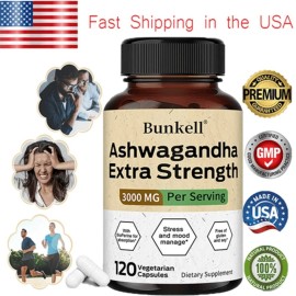 Bunkell Ashwagandha Capsules with BioPerine for Absorption Stress and Mood Manage - US