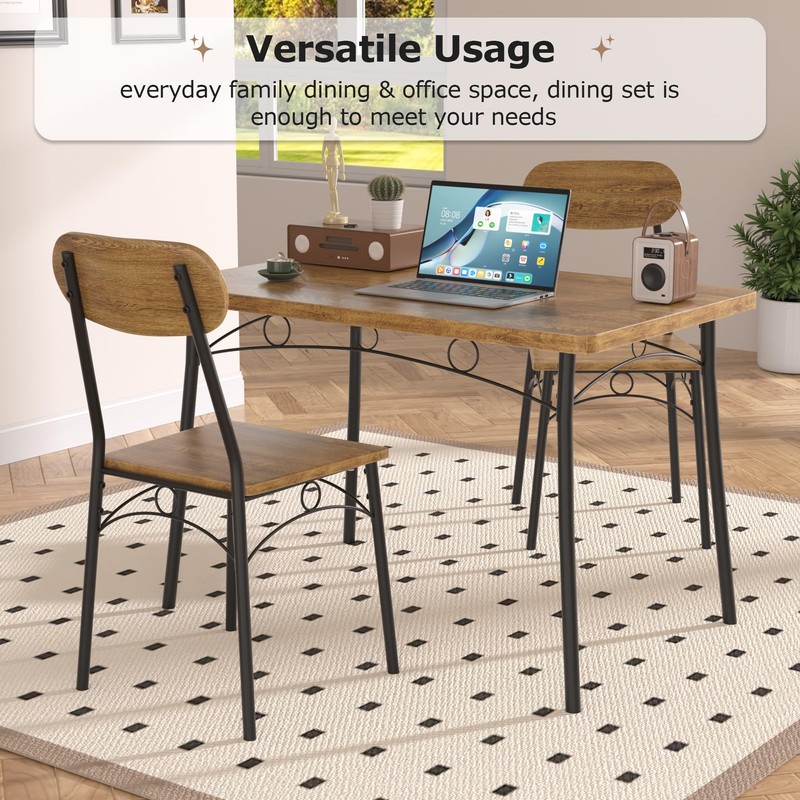 VECELO Kitchen Table Chairs Set for 4, 5 Piece Wood