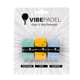 VIBEPADEL - Grip 'n' Rip Padel Overgrip - Non Slip Tacky Feel Overgrip for Padel Racket, Pickleball, Squash, Badminton - 3 Pack - Multiple Colours (Retro Mixed Pack) - Ideal Padel Racket Accessory