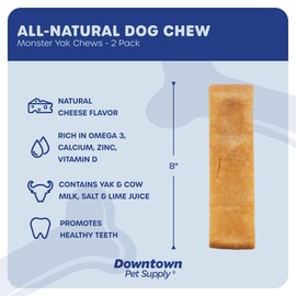 Downtown Pet Supply - Monster Yak Cheese Himalayan Dog Chews & Braided Bully Stick Dog Treats - Dog Dental Care & Plaque Remover for Teeth - Rawhide Free Dog Chews - Zinc, Calcium, Vitamin D - 2pk