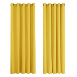Deconovo Deconovo Thermal Insulated Eyelet Blackout Curtains for Bedroom 66 x 90 Inch Mellow Yellow 2 Panels