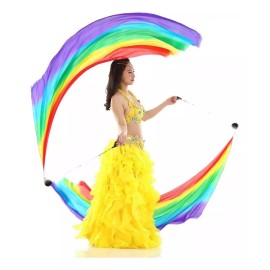 YQ 2 Bola Lanzadas Poi Para Danza Del Vientre Velo De Seda Yoga