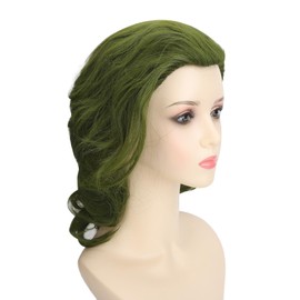 Peluca Verde Ondulada Corta, Peluca Rizada Verde para Fiestas Temáticas de Entretenimiento, Transpirable y Ajustable