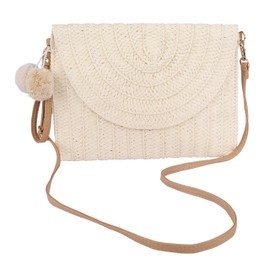 Women's Clutches Evening Bag Shoulder Bag Boho Style Straw Handbag Clutch Purse Envelope Bag Flat Basket Bag Summer Beach Bag with Removable Shoulder Strap