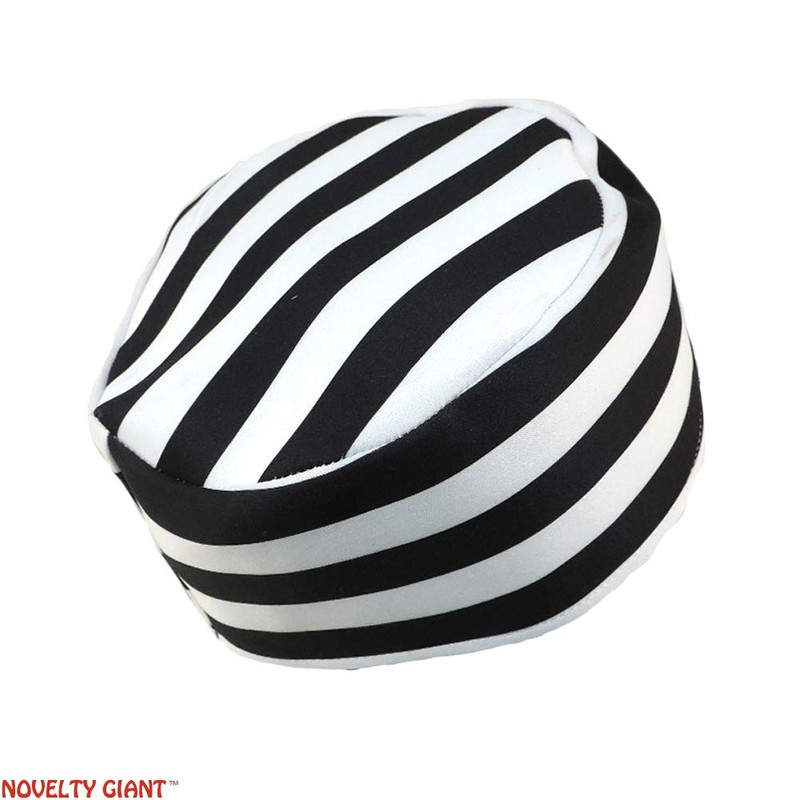 Novelty Giant Prisoner Striped Costume Hat White, Black