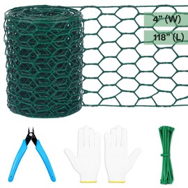 Floral Chicken Wire for Craft,4 x 118 Inch Lightweight Galvanized Hexagonal Chicken Wire Netting, 2mm Thickness Chicken Wire Fence for Garden Poultry, Chicken Wire Mesh with Gloves, Wire Ties, Plier