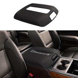 XYHGM Car Center Console Armrest Cover for Chevy Silverado & GMC Sierra 2014 2015 2016-2018 Leather Anti-Scratch Central Arm Rest Box Lid Seat Cover Protector Accessories(W/Bucket Seat,Black Stitches)