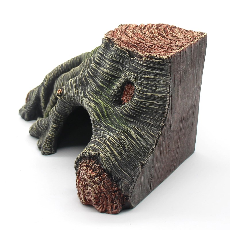 Reptile Hideouts Cave Habitat Decor, Hollow Tree Climing Ramp Basking