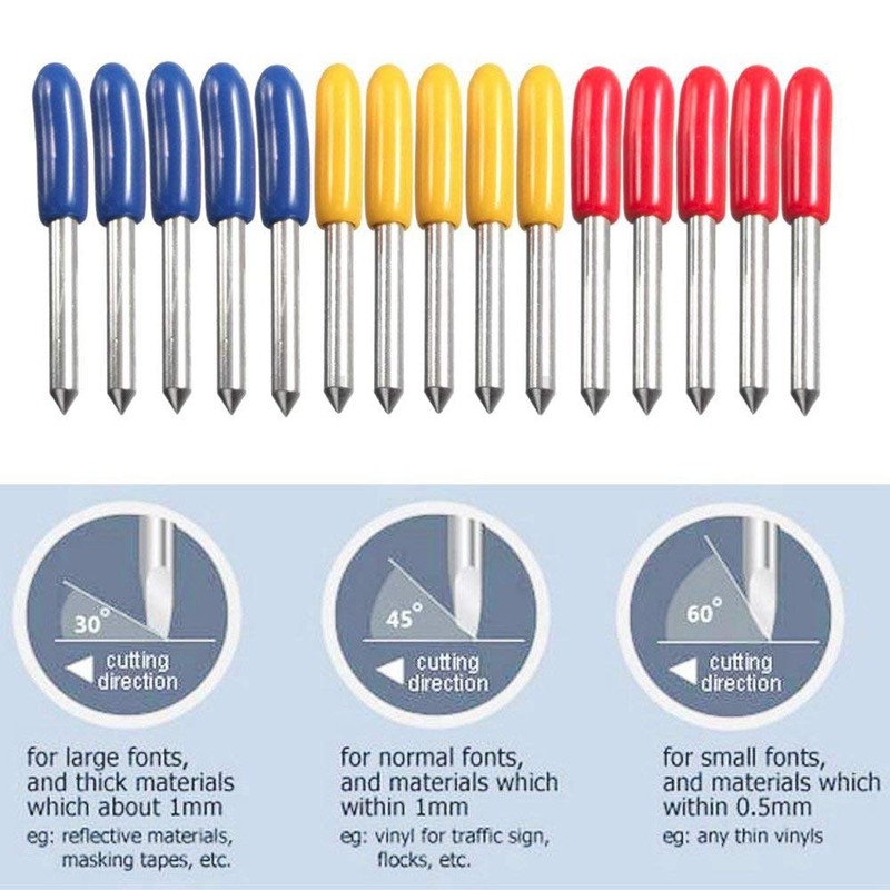 GAOHOU 15pcs 30/45/60 Degree Vinyl Cutter Blade for Roland Cutting