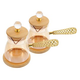 GRIRIW 2pcs Turkish Coffee Pot with Heat Resistant Glass Side Handle Espresso Decanter Tea Brewer for Loose Tea for Home Kitchen Gatherings