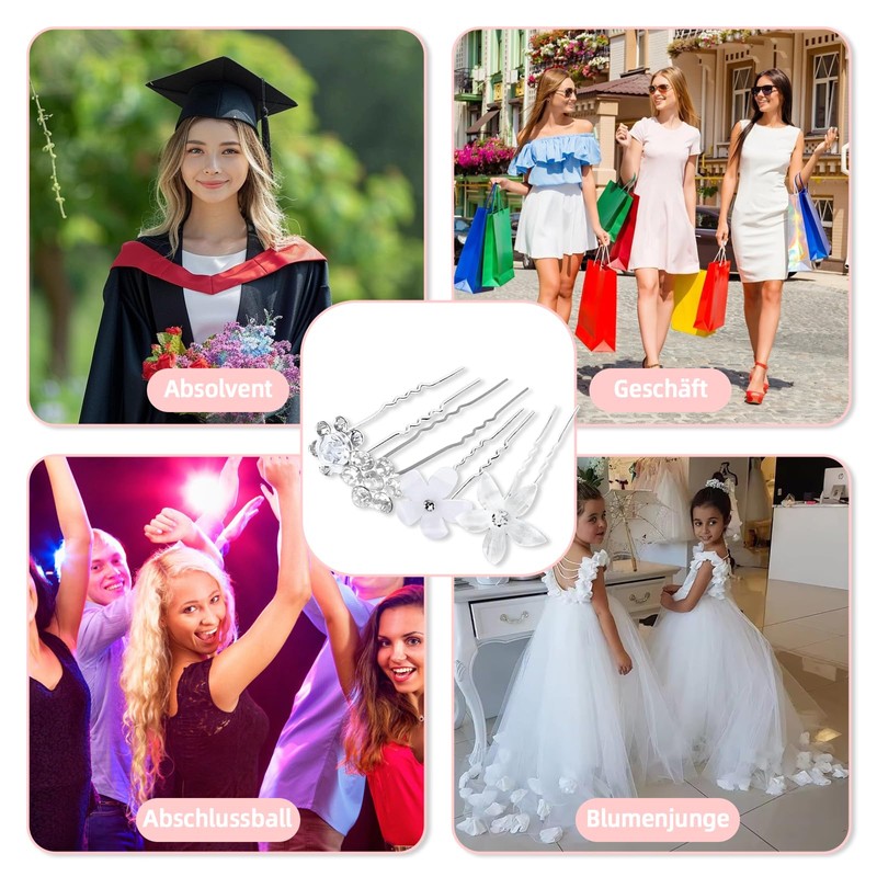 Huotflame Beads U-Shape Hair Pins Wedding Hair Clips - Elegant