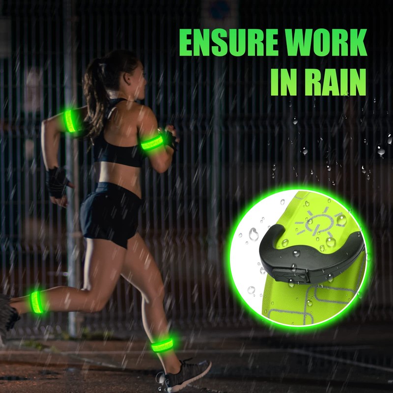 flintronic 2 Packs Light Up Armband LED Slap Safety Armband