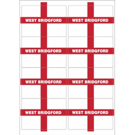 West Bridgford England Flag Rectangular Matt Paper Stickers A4 Sheet of 8 (Each Sticker is 99mm x 68mm)