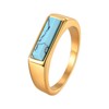 YIFSIY 18K Gold Plated Turquoise Rings Stainless Steel Square Cut