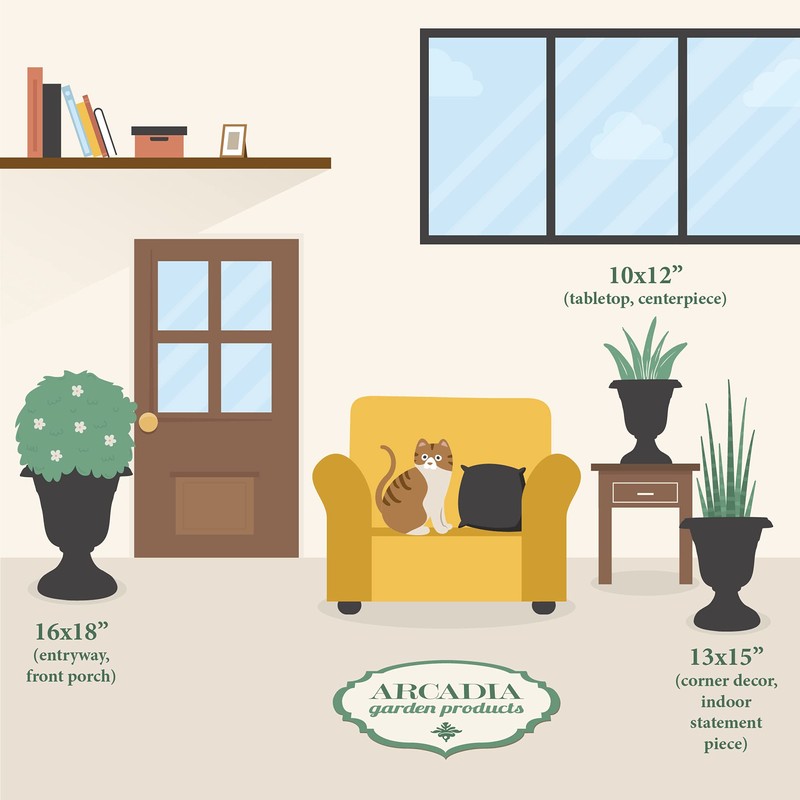 Arcadia Garden Products PL20TP Classic Traditional Plastic Urn Planter Indoor/Outdoor,