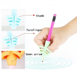 InfantLY Bright 3 Pcs Children Writing Pencil Pen Holder Kids Learning Practice Silicone Pen Aid Posture Correction Device for Students
