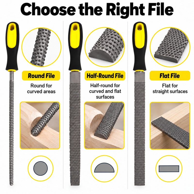 3-Piece Wood File Set – Carbon Steel Rasp Tools with