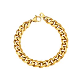 Supcare Gold Bracelet, Men's Thick Heavy Cuban Link Bracelets Stainless Steel Jewelry, 9mm Curb Bracelet for Man 7.5inches