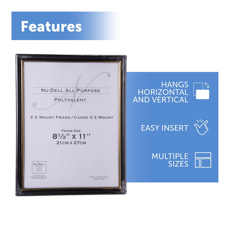 NuDell (3) 8.5" x 11" Economy EZ Mount Document Frame