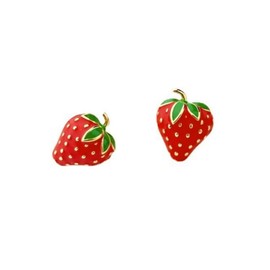 Exquisite Strawberry Dangle Earrings for Women Cute Small Fruit Earrings Stud Metal Strawberry Jewelry for Party Vacation-A