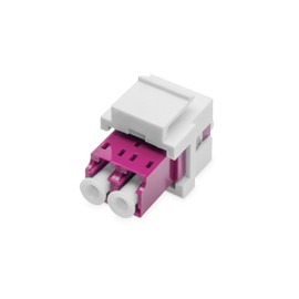 DIGITUS Fibre Optic Keystone Module - LC/LC Duplex - Multimode Fibre Optic - OM4 - Ceramic Sleeve - for Patch Panel or Junction Boxes - Purple/White