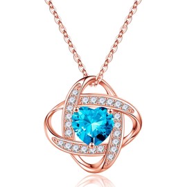 Iefil November Birthstone Necklace Gifts for Women, Sterling Silver Birthstone Jewelry Blue Topaz Necklace Mothers Day Birthday Gifts Anniversary Valentines Day Gift for Her Mom Wife Girlfriend