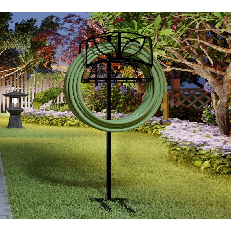 Fire Beauty Garden Hose Holder with Storage Basket,Heavy-Duty,80+ lb Capacity,Rust-Proof