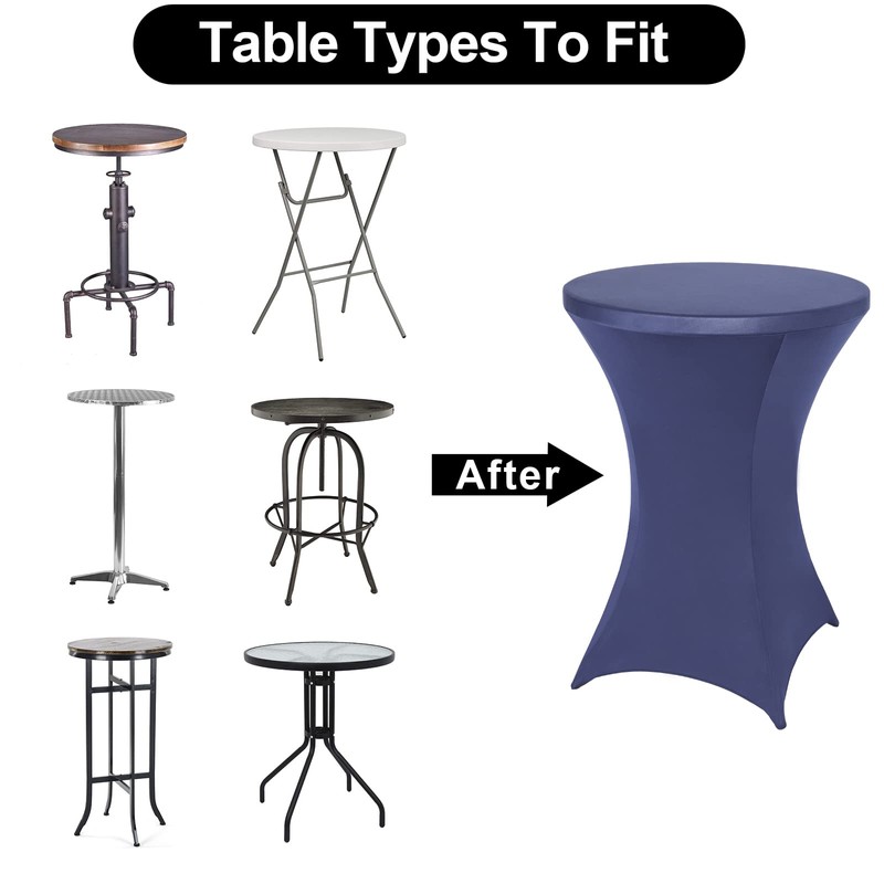 FestiCorp Spandex Table Cover, Cocktail Fitted Tablecloths, Round Highboy Stretch