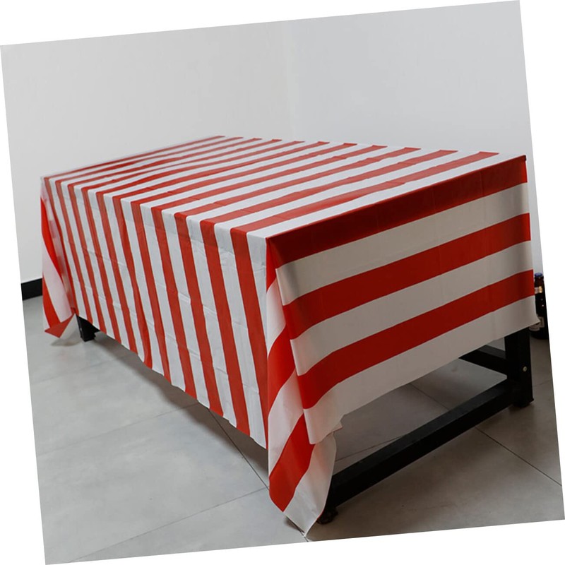 WOONEKY Striped Tablecloth Waterproof Fitted for Christmas Party Cover Black