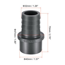 sourcing map PVC Hose Fitting Spigot Straight Pipe Adapter Hose Quick Coupling 32 mm Barb x 40 mm AD Black Pack of 2