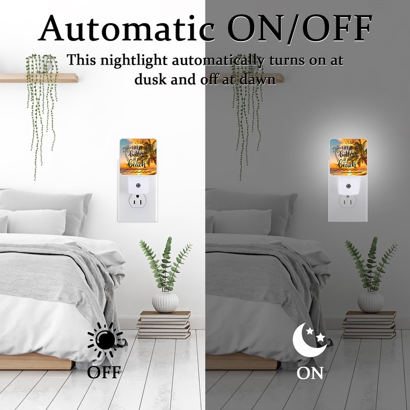SLHFDKL Sea Beach Palm Tree Night Light, Plug-into Wall Life