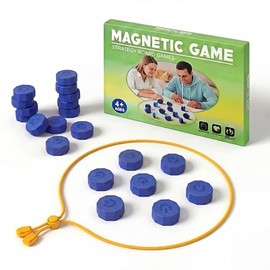 Magnetic Chess Game Set Strategy Game 20 Large Sturdy Magnetic Pieces,Game with String,for Gatherings,Travel，Camping. 2-4 Players. Strategy Game Blue