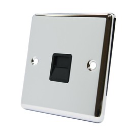AET CPCTELSBL Polished Chrome Classical Telephone Slave Black Insert-BT Phone Extension Socket, 240 V