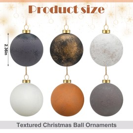 Poen 12 Pack Christmas Textured Ornaments, Textured Christmas Tree Ball Decorations Holiday Matte Ball Bulk for Holiday Wedding Party Xmas Hanging Decorations (Classic Style,2.4")
