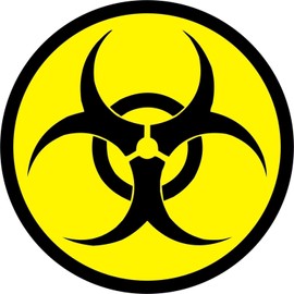 Sticker Biohazard I Round Diameter 10 cm I Warning of Biohazard I Warning Sticker with Danger Symbol I Yellow Black I Weatherproof I UV Laminate kfz028