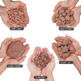 Skyflame10LB Natural Lava Rocks for Fire Pits, Fire Tables,Fireplaces, Garden Landscaping Decoration, Indoor and Outdoor Use, 3/4~1 Inch, Red