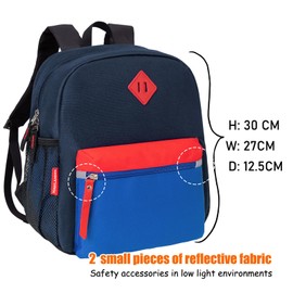 HawLander Little Kids Backpack, Toddler School Bag for Boys Aged 3 4 5 6 7 Years, with Chest Strap, Navy Blue