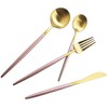 Uniturcky Silverware Set, Hand polished Matte Gold Pink Flatware Cutlery