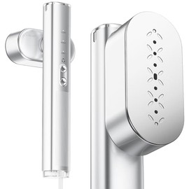 Travel Steamer for Clothes,100-240V Portable Garment Steamer, Steamer＆Iron 2 In 1,30s Fast Heat-up,120ml Water Tank,Large Ceramic Heat Panel,HandheldSteamer for Global ＆ Europe Traveling,Silver