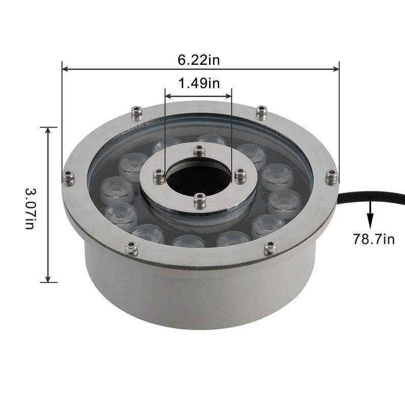 RSN LED Fountain Light 12W 12V DC Warm White Waterproof
