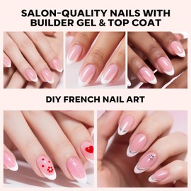 modelones French Tip Press on Nails, 150Pcs Short Almond Fake Nails with Nail Box, Pink Gel Nail Tips for Women, Soft Glue-On Nails for Natural Salon Look, DIY Nail Art Kit (15 Sizes)