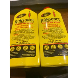 Ronsonol Best Lighter Fuel 8 OZ Bottle works with All Wick-Type LightersLot 0f 2