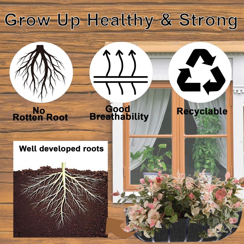 1-Pack 36in Planter Liners - Breathable Felt Hanging Basket and