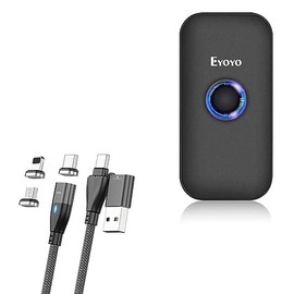 BoxWave Cable Compatible with Eyoyo Mini Portable Barcode Scanner - MagnetoSnap PD AllCharge Cable (100W), Magnet Charging Braided USB Type-C Micro - Jet Black