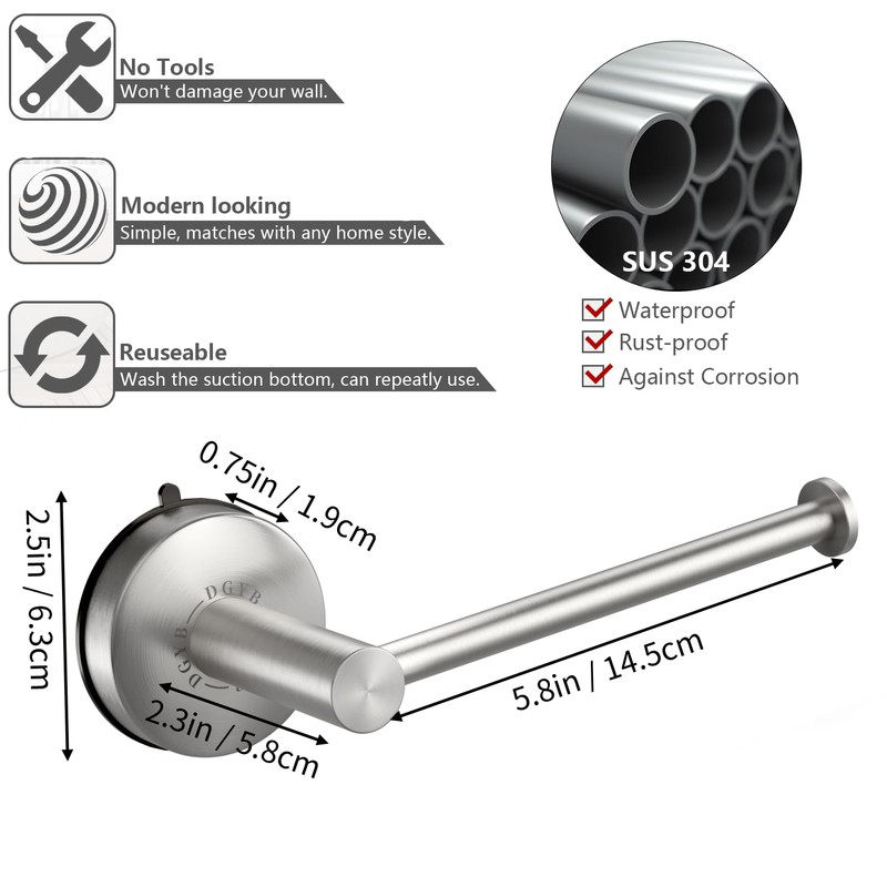 DGYB Suction Cup Toilet Paper Holder - No Drill Adhesive