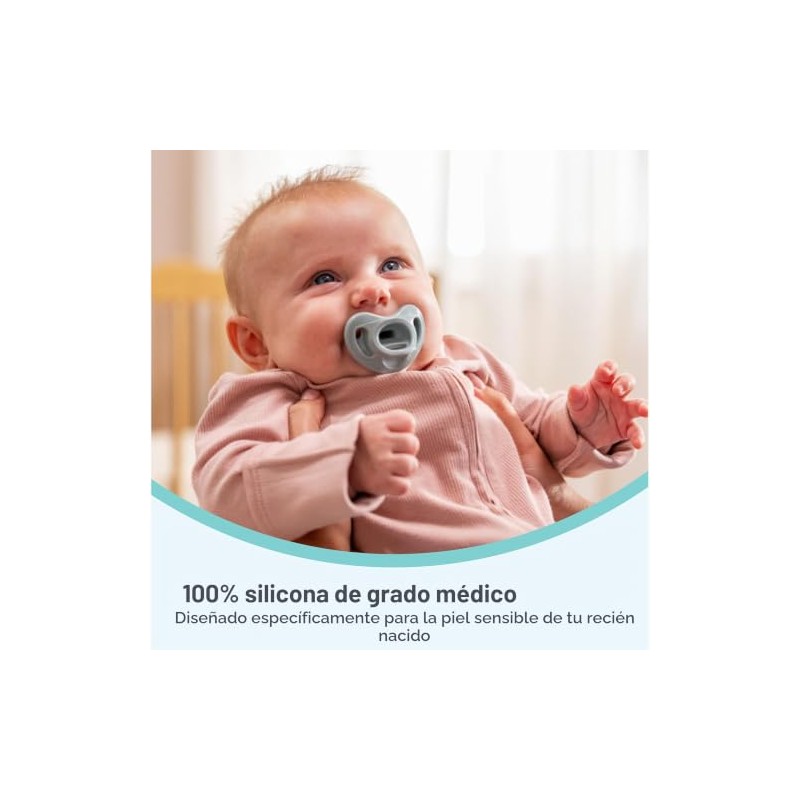 NUK Chupetes de ortodoncia cómodos 100% silicona, 0-6 meses, moda