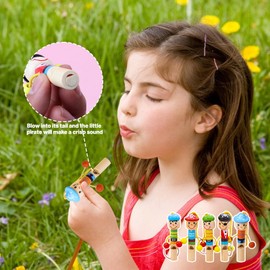 Yiyifor Children's Whistle, Pack of 10 Whistle, Children's Toy, Animal Wooden Whistle for Children, Whistle Children with Different Colourful Designs, for Gatherings, Games, Entertainment