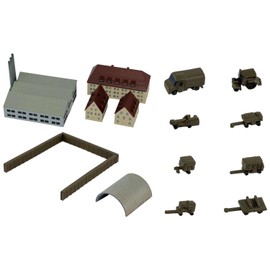 Pit Road 1/700 SP Series Structure Set 6 (Current Bunkers, Protection Walls, Ground Support Equipment) Plastic Model SP114 (Scene)