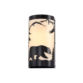 Sunnyin Wall Sconce Light,Bear Metal Cream Parchment Rustic Wall Sconces,Farmhouse E26 Base Black Matte Hallway Sconces Wall Lighting,Vintage Wall Mount Lamp,Wall Lights for Living Room,Bedroom,Porch